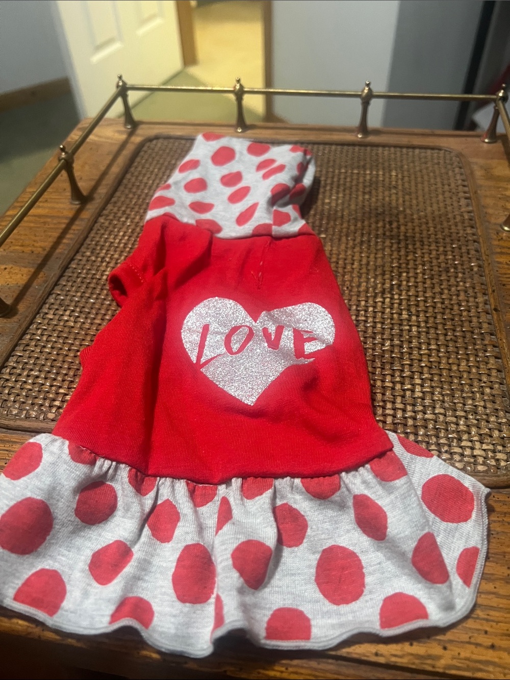 Top Paw Red and White Polka Dot Love Hoodie Dress for Dogs
